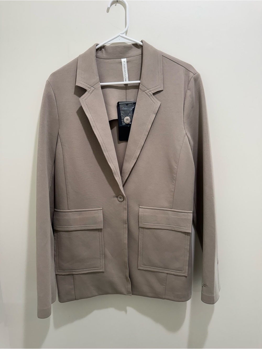 Fabletics Oversized Blazer NWT Brutalist Khaki Taupe Stretch Jacket Medium - Picture 6 of 16